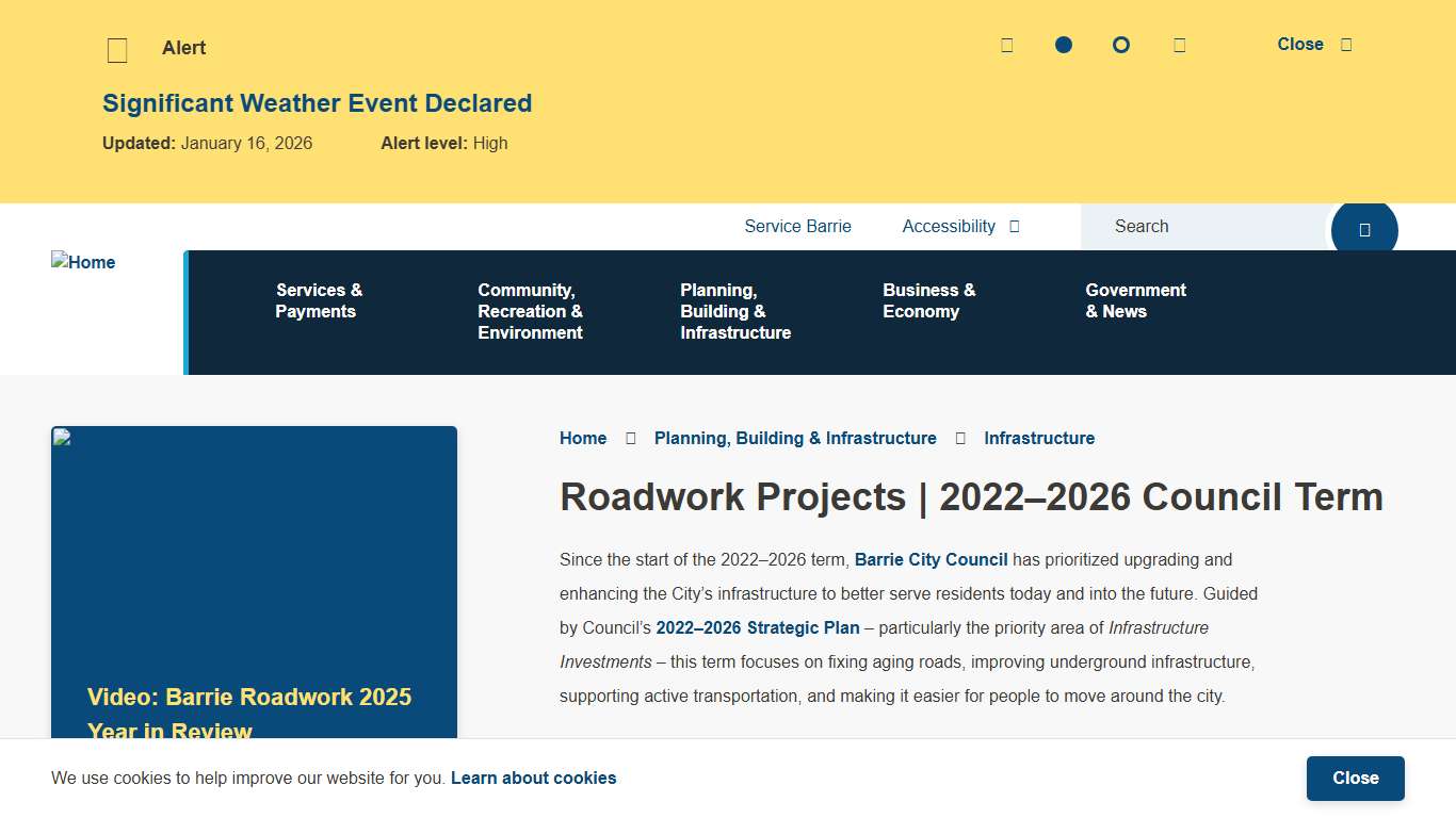 Roadwork Projects | 2022–2026 Council Term | City of Barrie