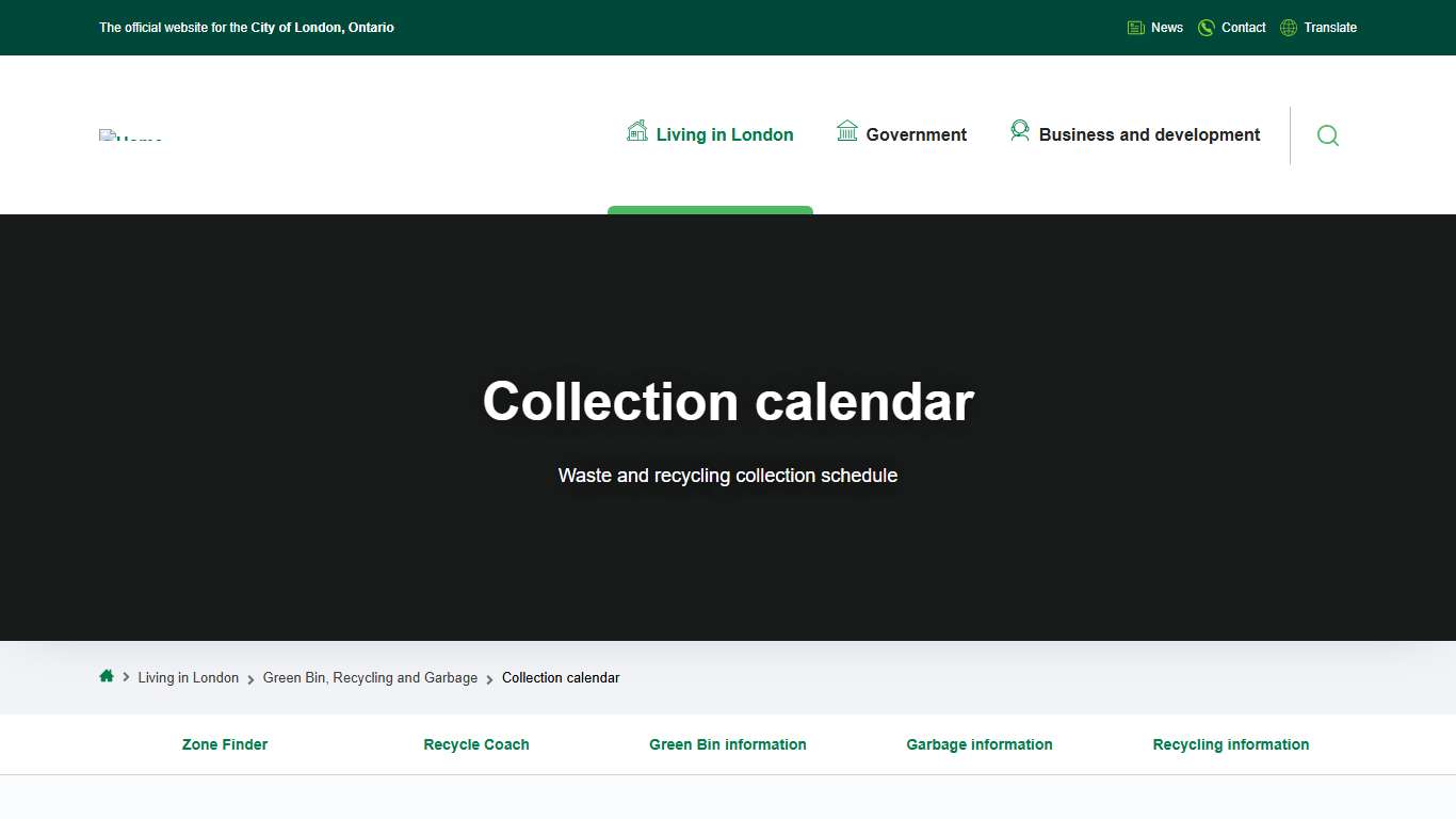 Collection calendar | City of London